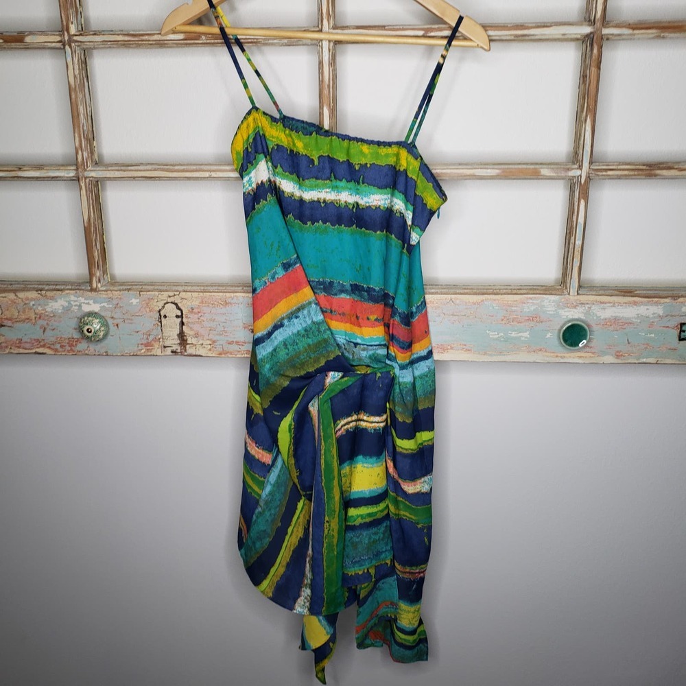 Rachel Roy 70's vibe small asymmetrical dress - Picture 2 of 9